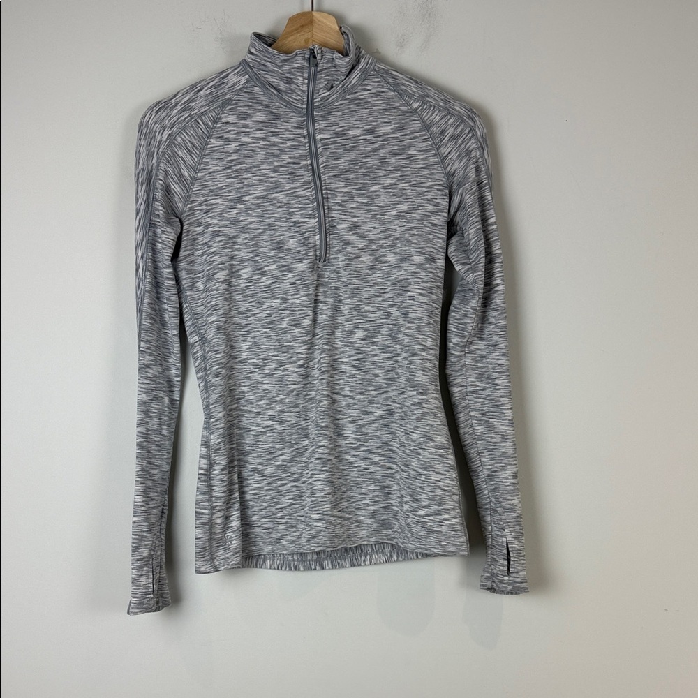 Athleta Grey and White Striped Fitness Top Size XS